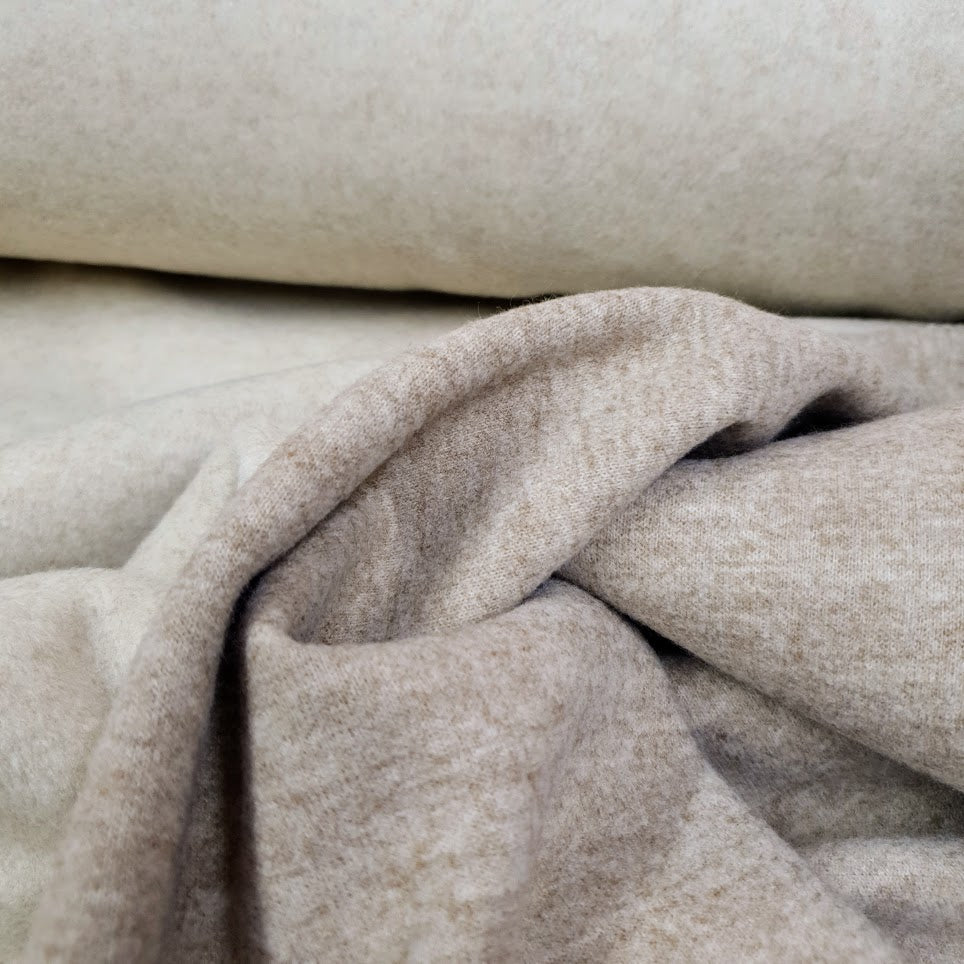 Wolloptik Doubleface - uni beige / ecru