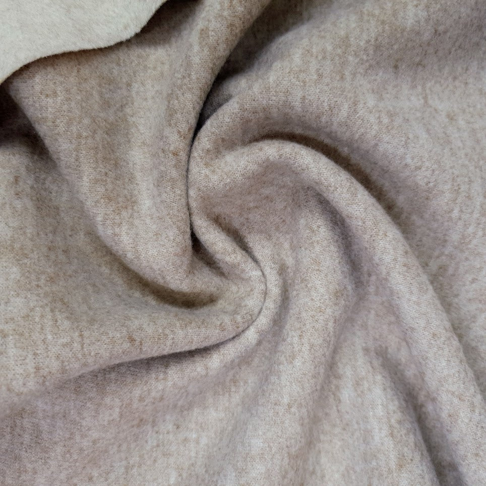 Wolloptik Doubleface - uni beige / ecru