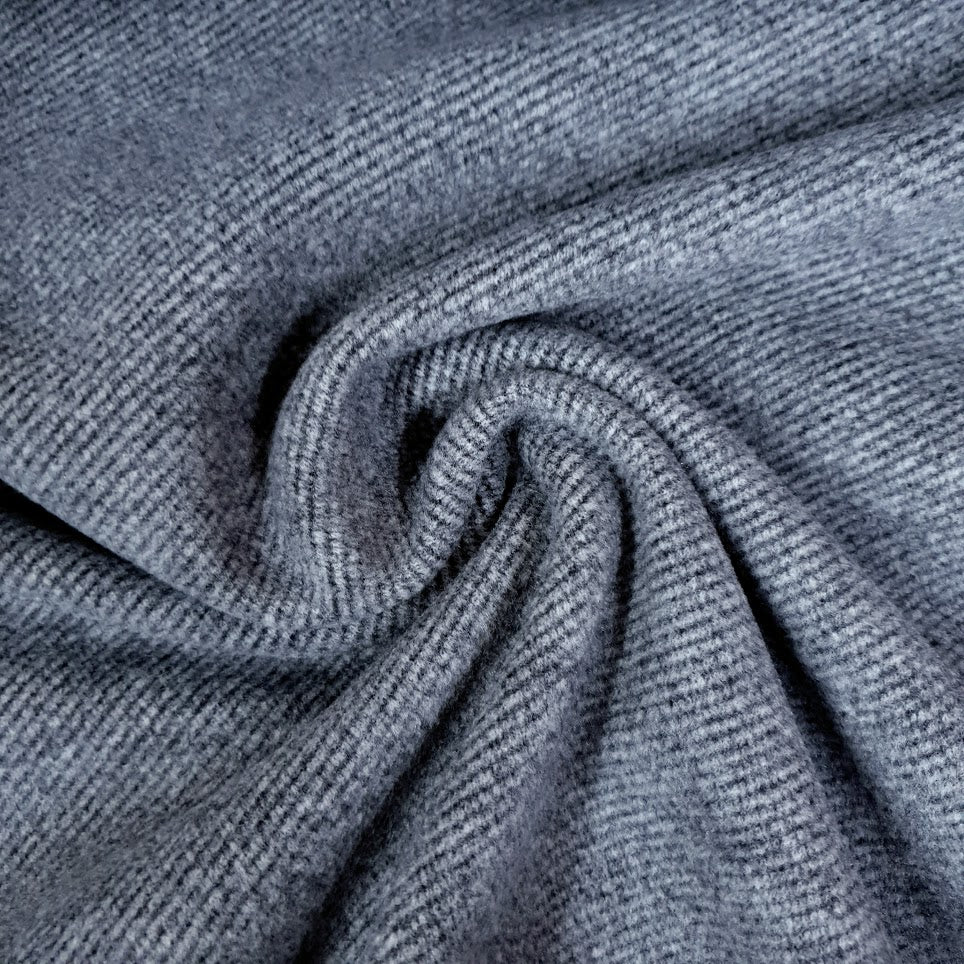 Wolloptik Doubleface - uni Streifen navy