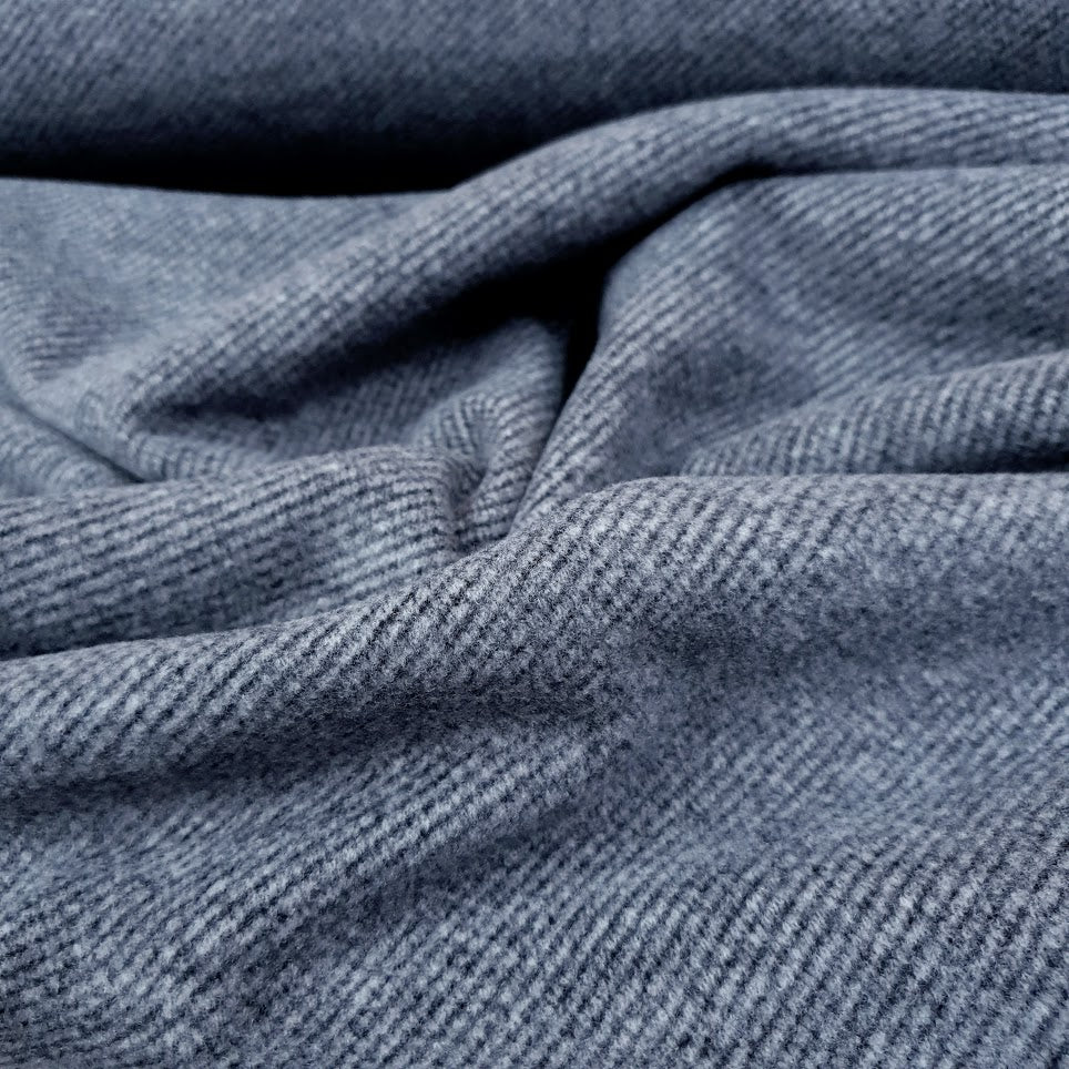 Wolloptik Doubleface - uni Streifen navy