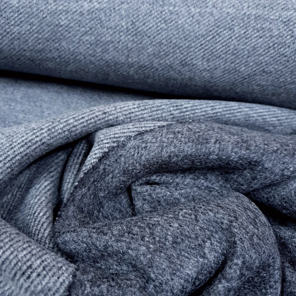 Wolloptik Doubleface - uni Streifen navy