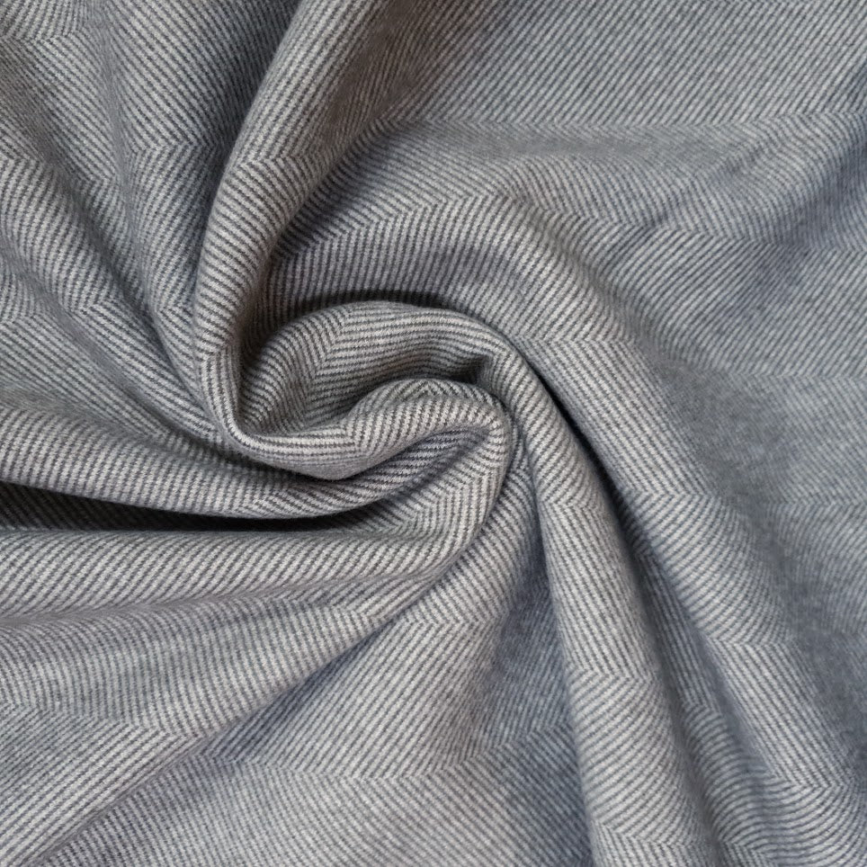 Wolloptik Doubleface - uni Fischgrät grau