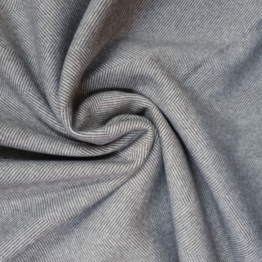 Wolloptik Doubleface - uni Fischgrät grau