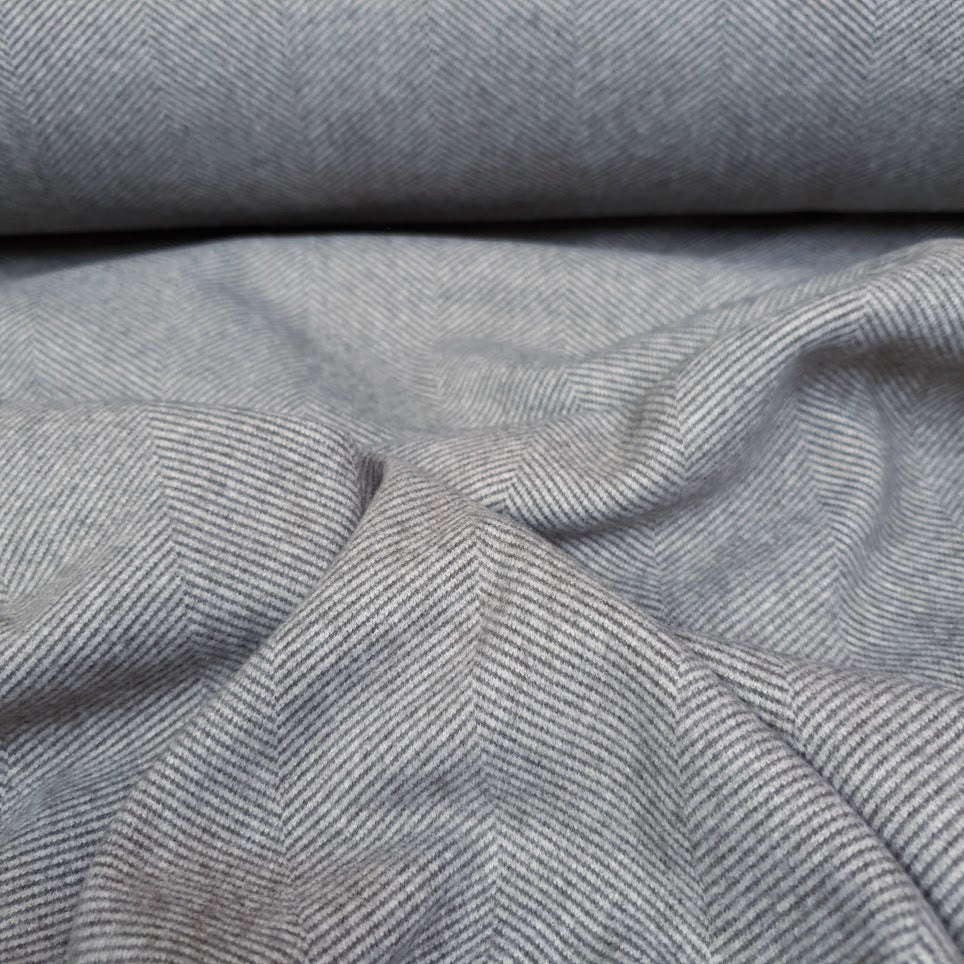 Wolloptik Doubleface - uni Fischgrät grau