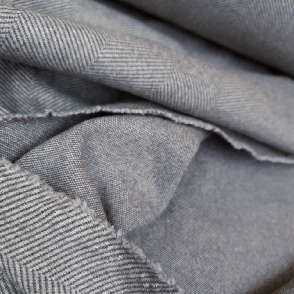 Wolloptik Doubleface - uni Fischgrät grau