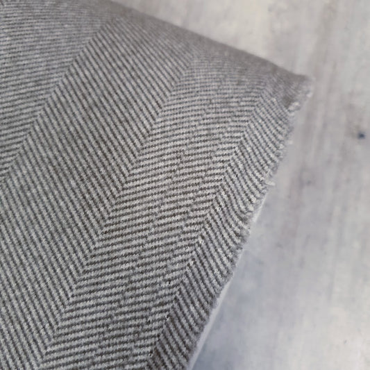 Wolloptik Doubleface - uni Fischgrät grau