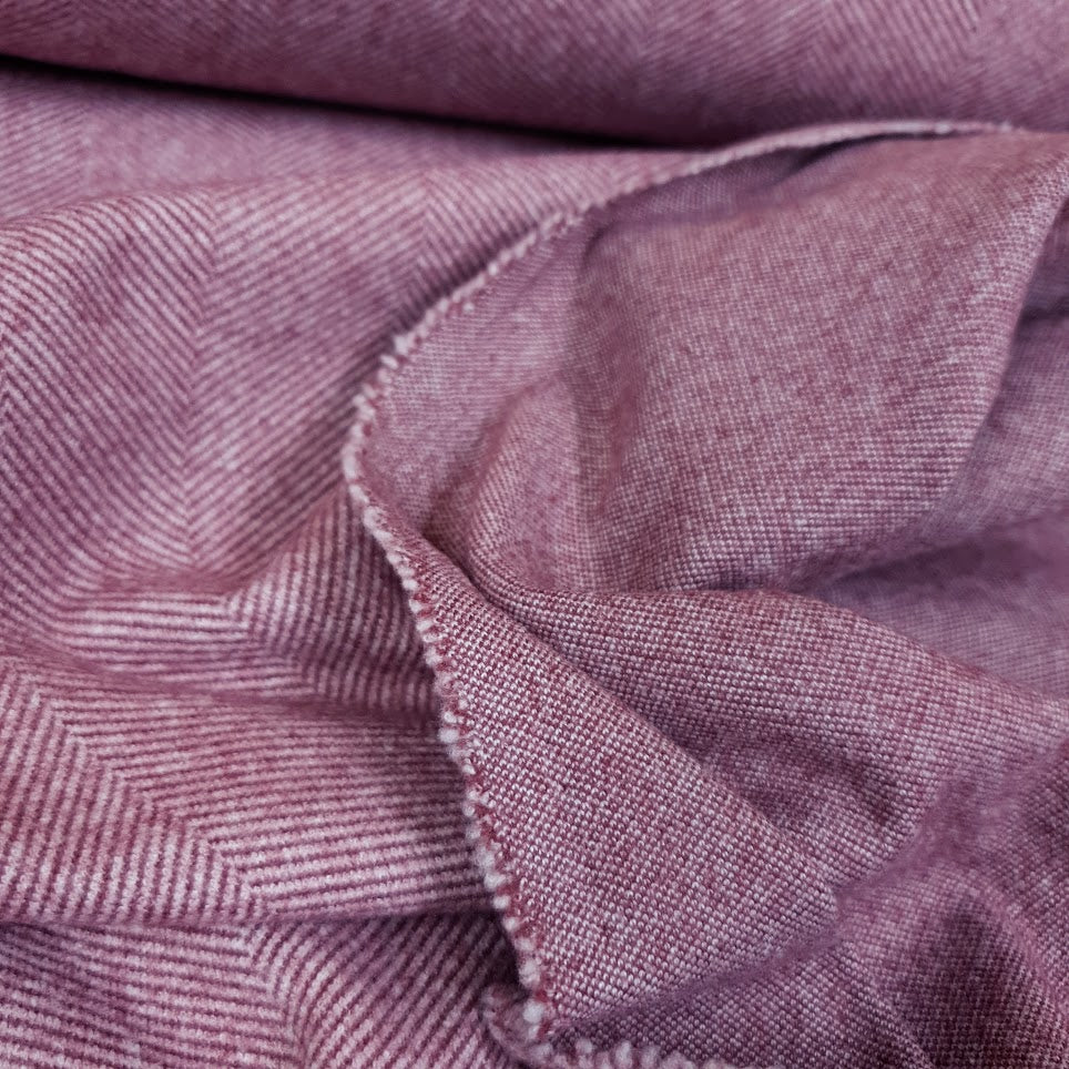 Wolloptik Doubleface - uni Fischgrät beere