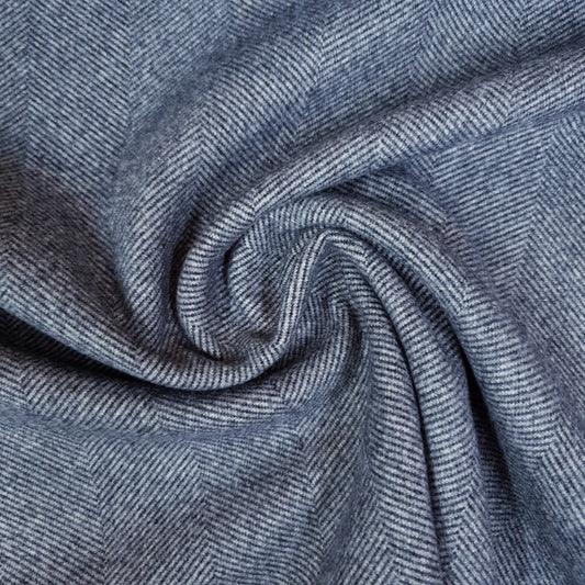 Wolloptik Doubleface - uni Fischgrät blaugrau