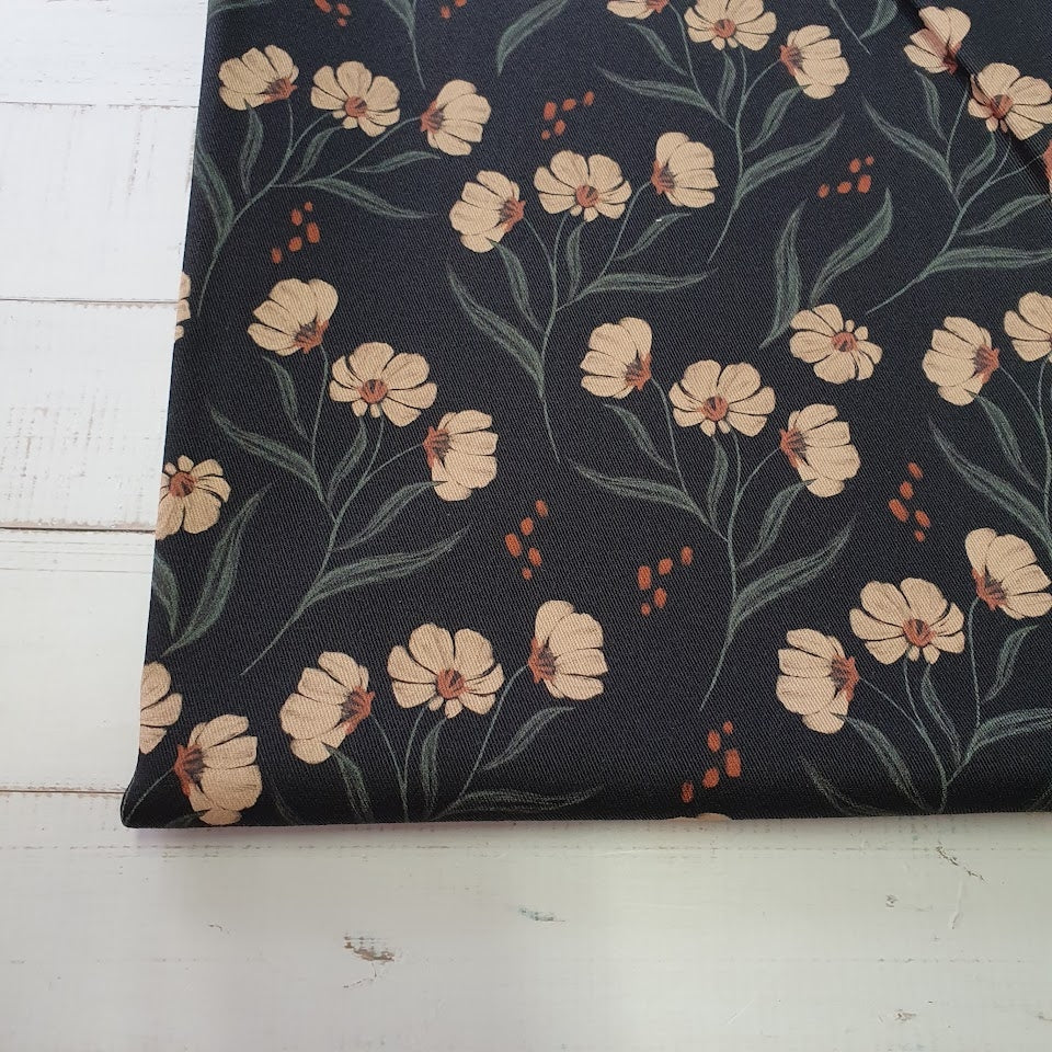 MYO Design - Twill Canvas - Boho Flowers - schwarz