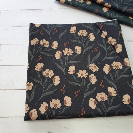 MYO Design - Twill Canvas - Boho Flowers - schwarz