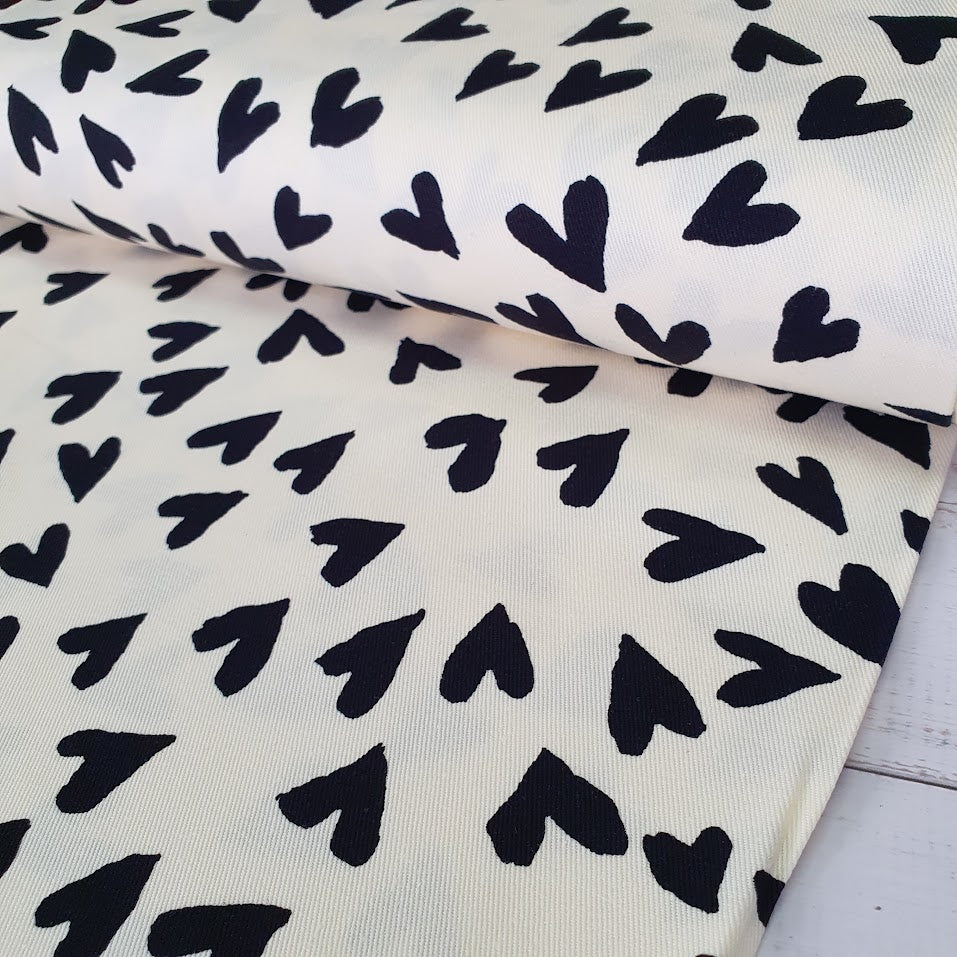 Kobayashi Twill Canvas - Hearts - schwarz