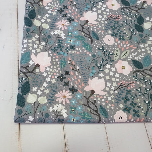 MYO Design - Twill Canvas - Winter Blumenwiese - grey