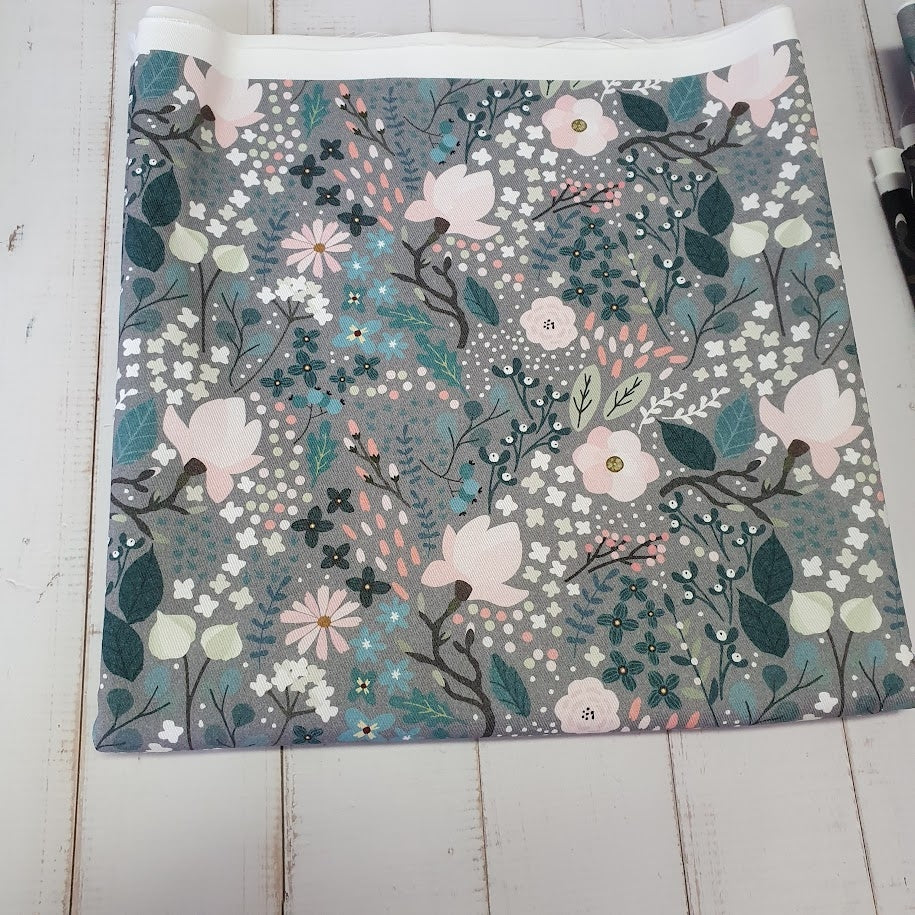 MYO Design - Twill Canvas - Winter Blumenwiese - grey