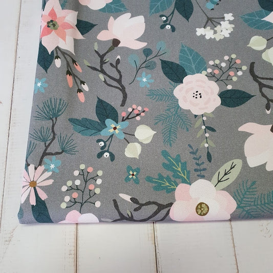 MYO Design - Twill Canvas - Winter Flowers grau