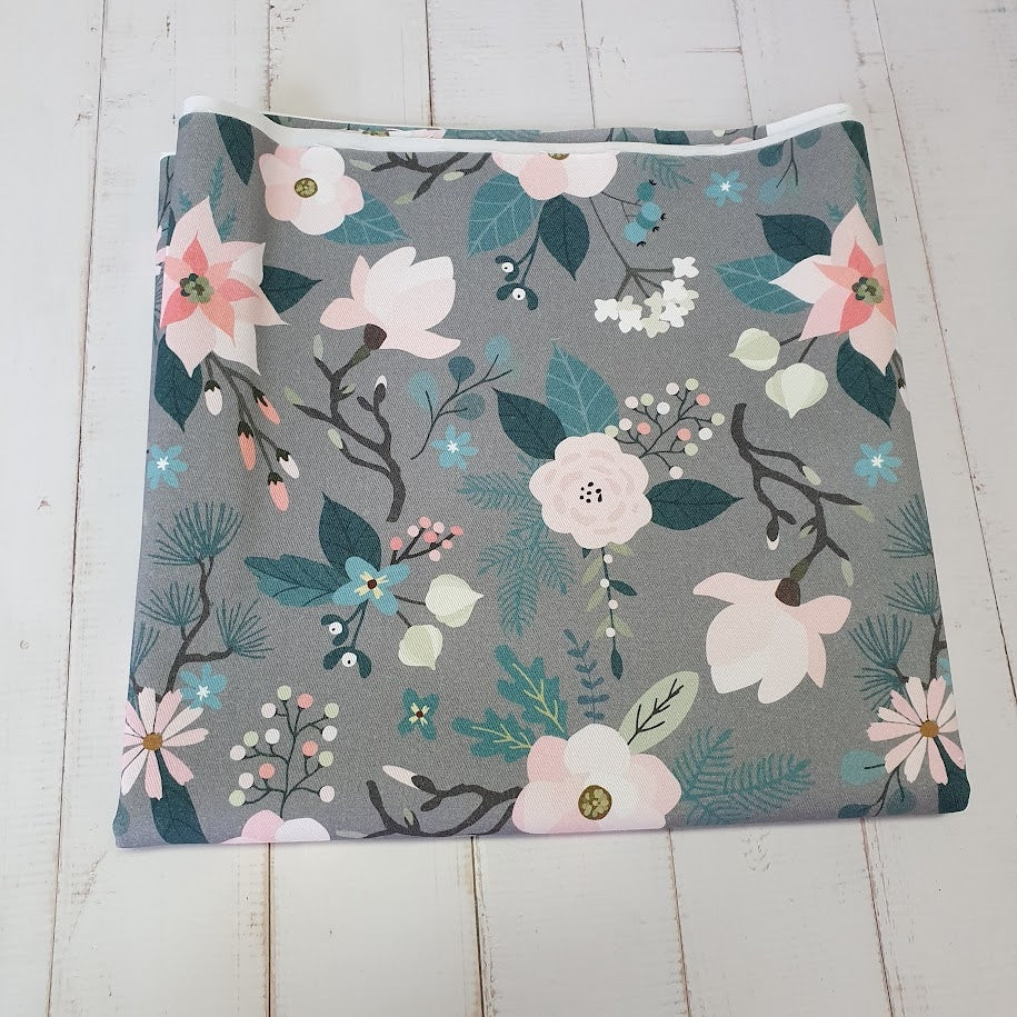 MYO Design - Twill Canvas - Winter Flowers grau