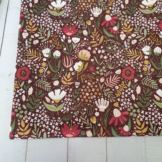 MYO Design - Twill Canvas - Blumenwiese - bordeaux