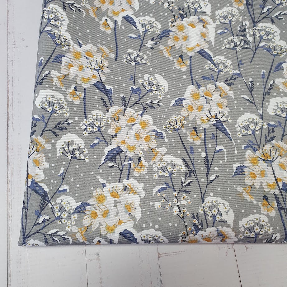 MYO Design - Twill Canvas - Winterflowers - grau