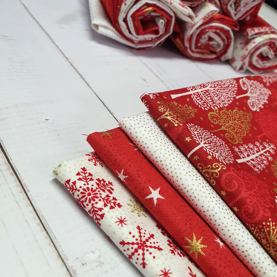 Fatquarter Set - Winterwald - X-Mas red