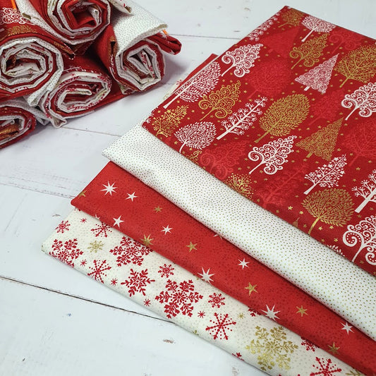 Fatquarter Set - Winterwald - X-Mas red