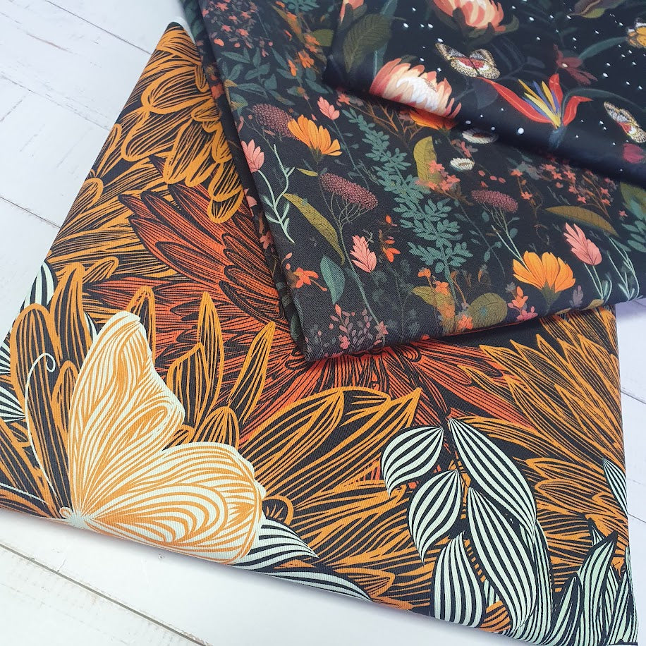 MYO Design - Twill Canvas - Orange Flowers