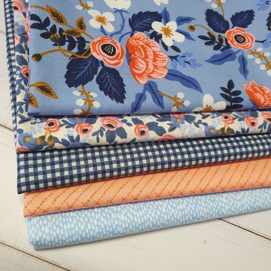 Fatquarter Set - Rifle Paper Les Fleurs - blau