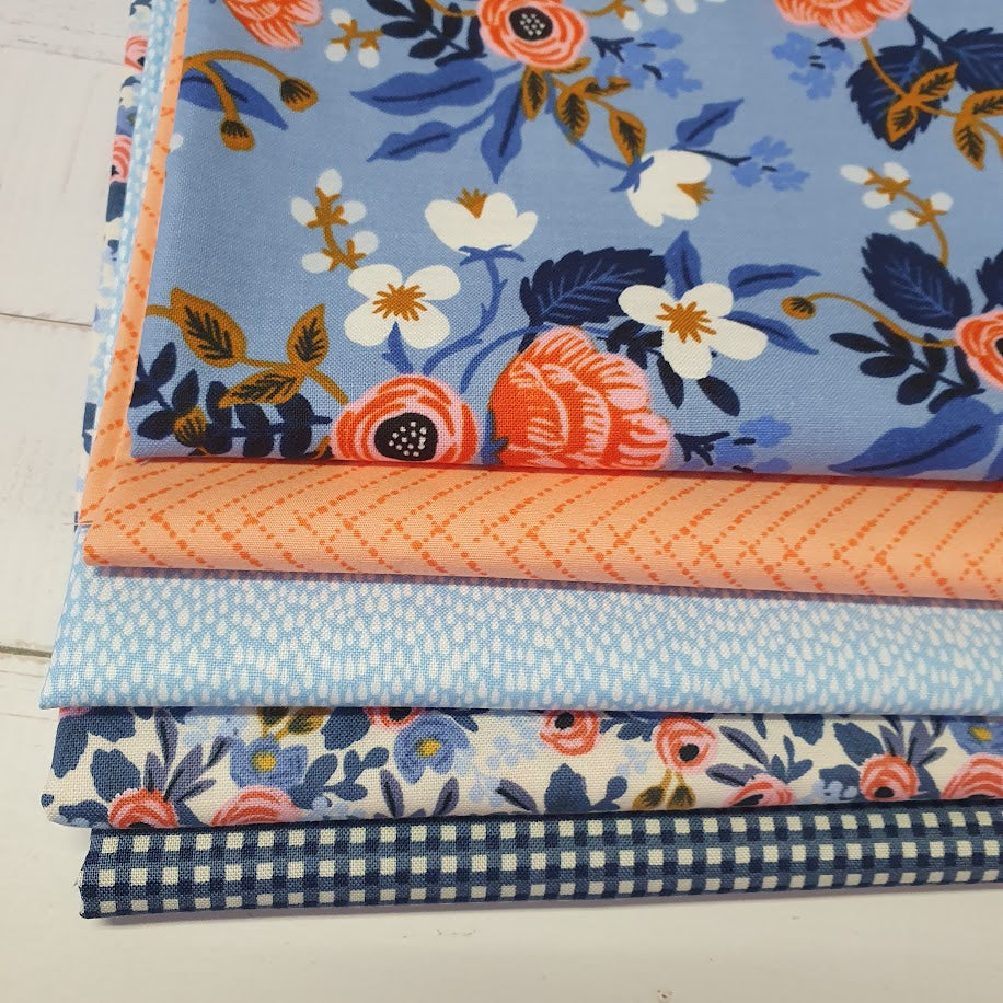 Fatquarter Set - Rifle Paper Les Fleurs - blau