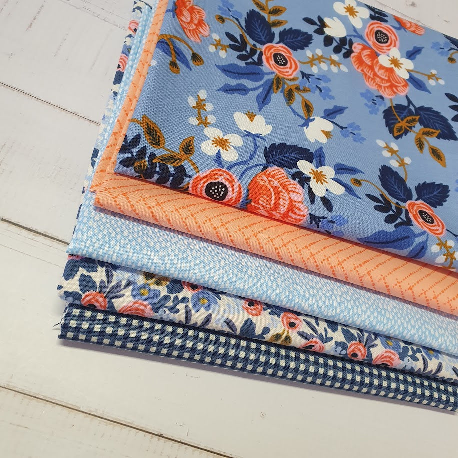 Fatquarter Set - Rifle Paper Les Fleurs - blau