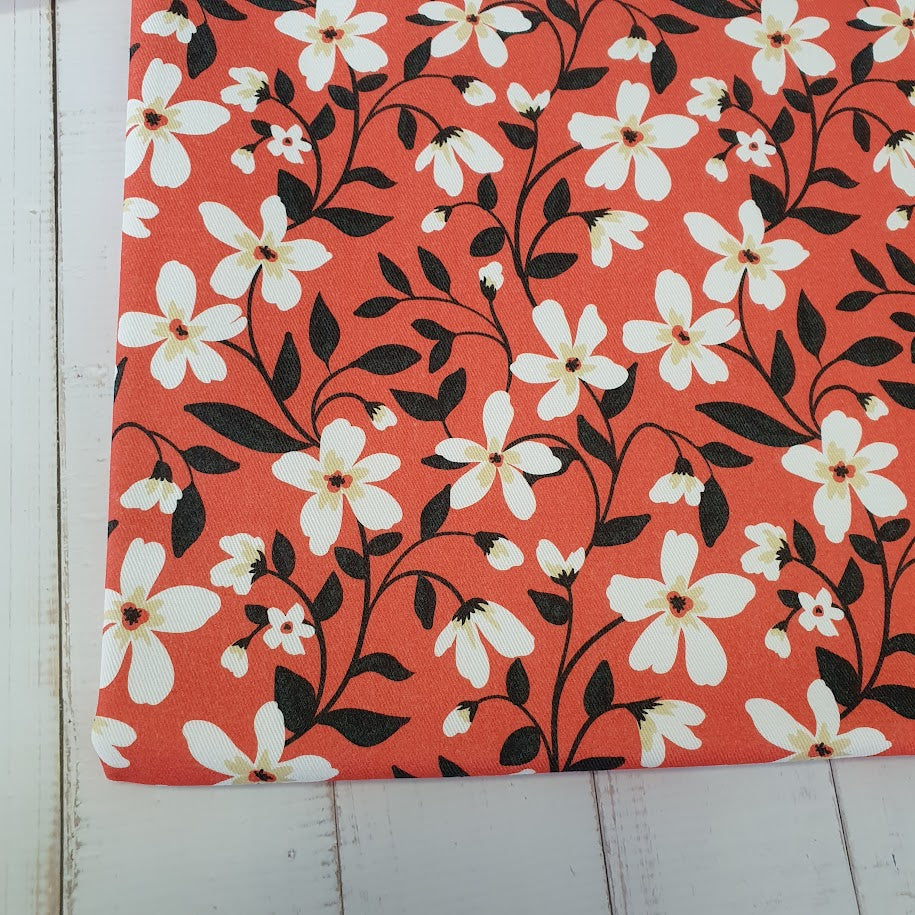 MYO Design - Twill Canvas - Flower Branches - rot