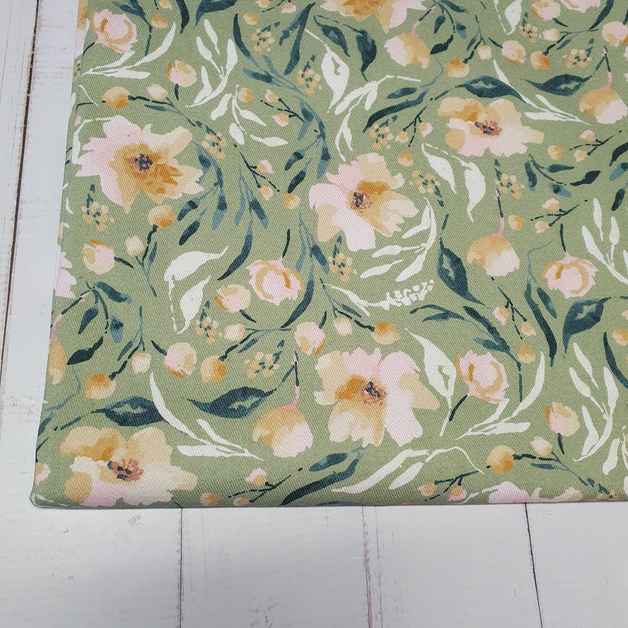 MYO Design - Twill Canvas - Wildflowers watercolor dustymint