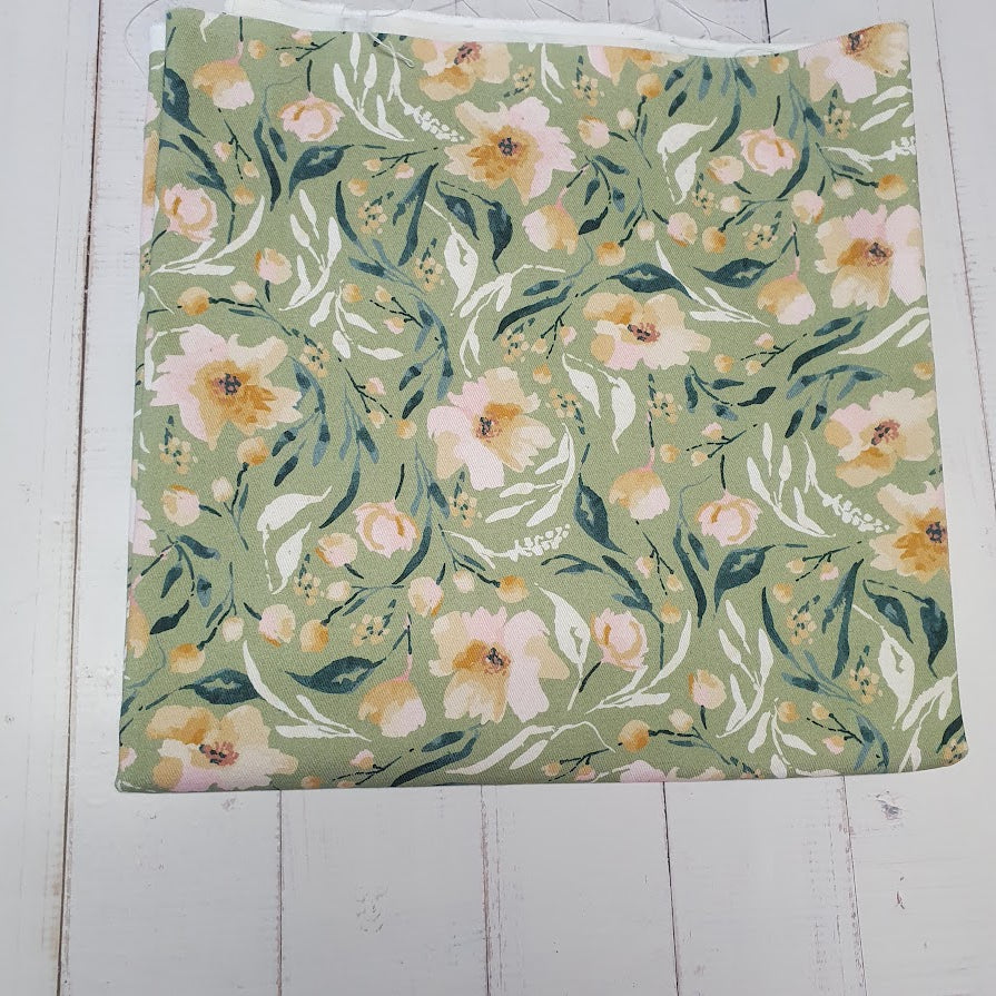 MYO Design - Twill Canvas - Wildflowers watercolor dustymint