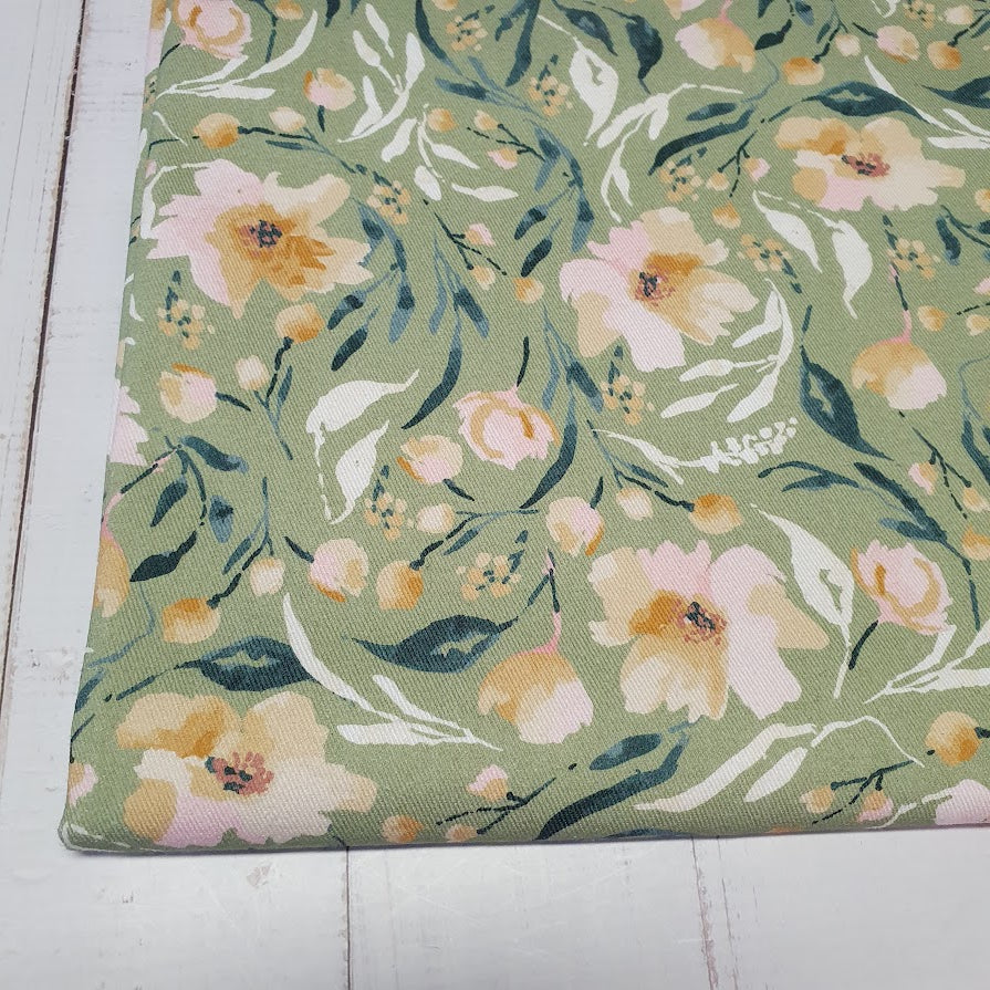 MYO Design - Twill Canvas - Wildflowers watercolor dustymint