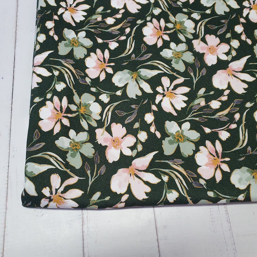 MYO Design - Twill Canvas - Wildflowers watercolor green