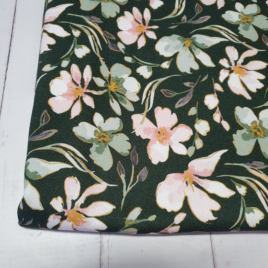 MYO Design - Twill Canvas - Wildflowers watercolor green