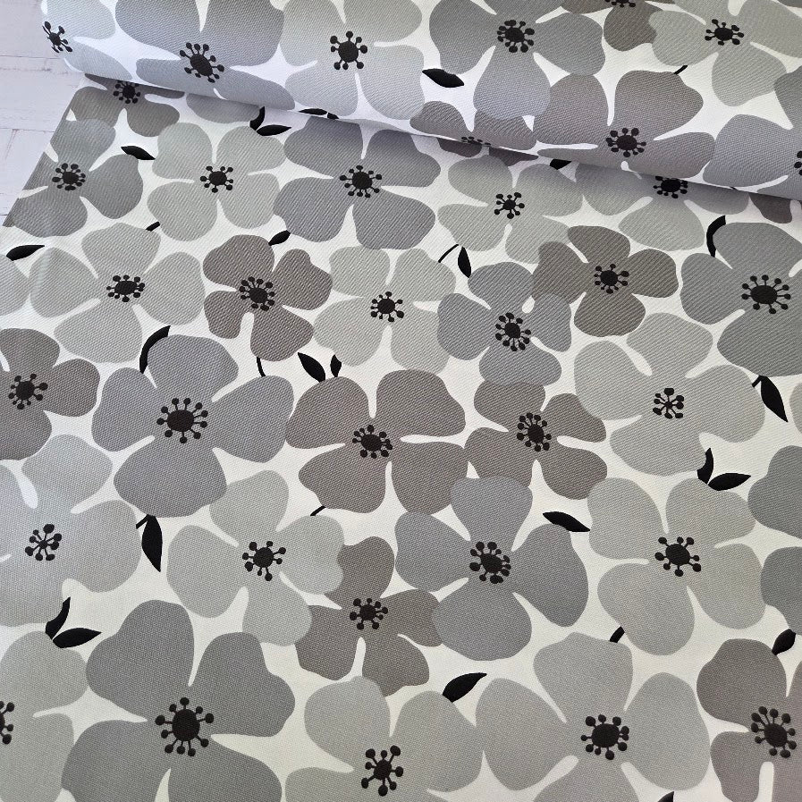 Sevenberry Canvas - Big Flowers - grau-weiss