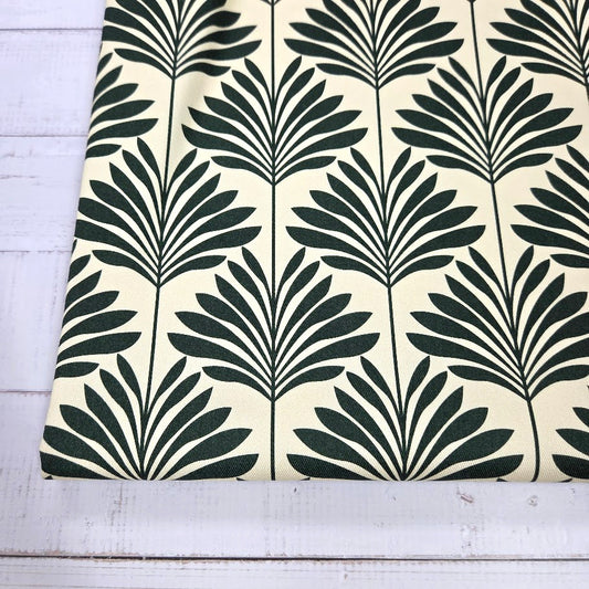 MYO Design - Twill Canvas - Art Deco Leaf in dark green-creme