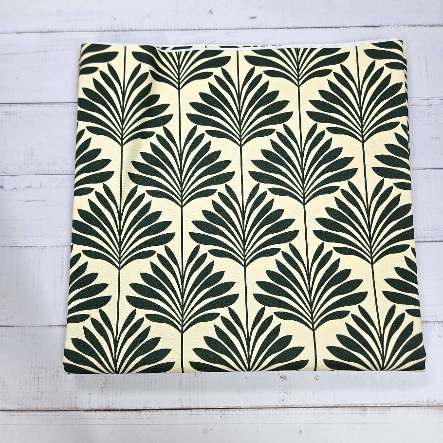 MYO Design - Twill Canvas - Art Deco Leaf in dark green-creme