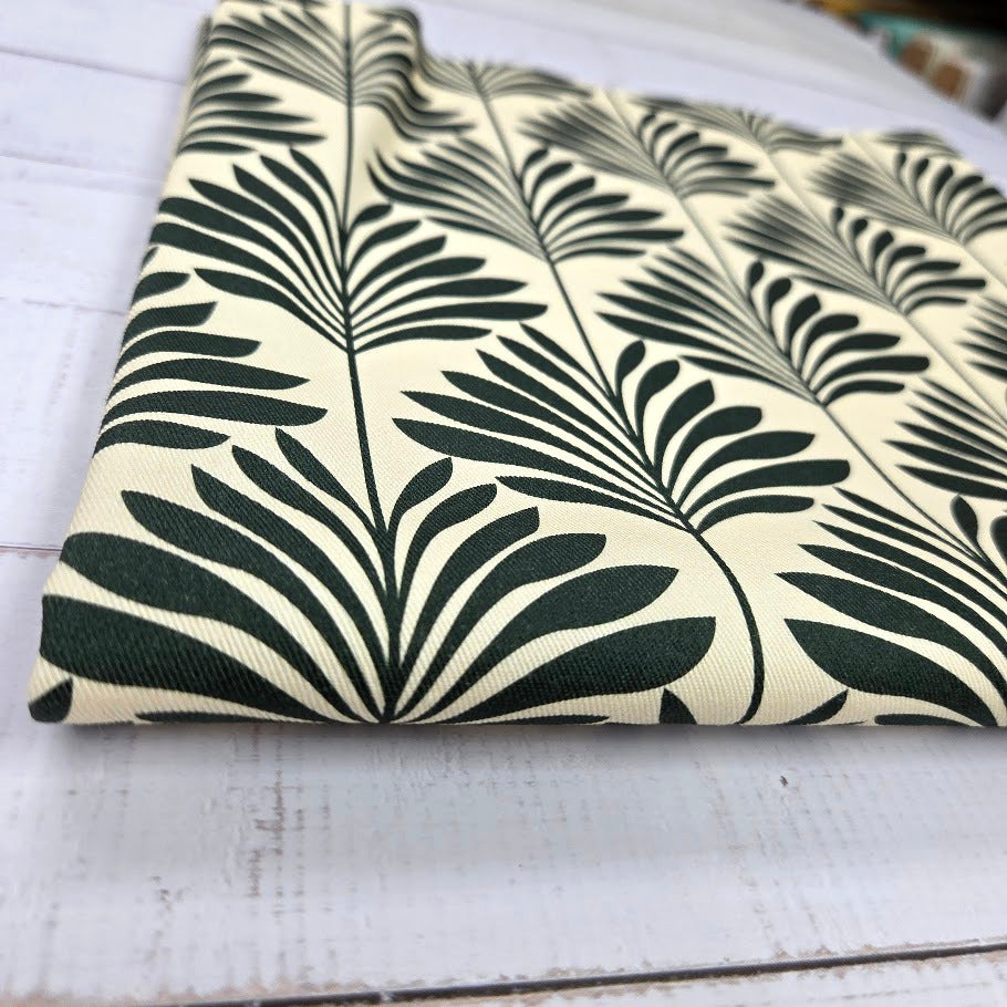 MYO Design - Twill Canvas - Art Deco Leaf in dark green-creme