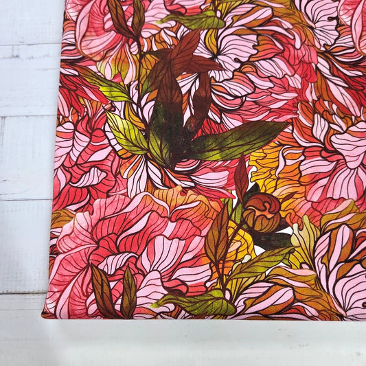 MYO Design - Twill Canvas - Mosaic Flowers - olive-rose