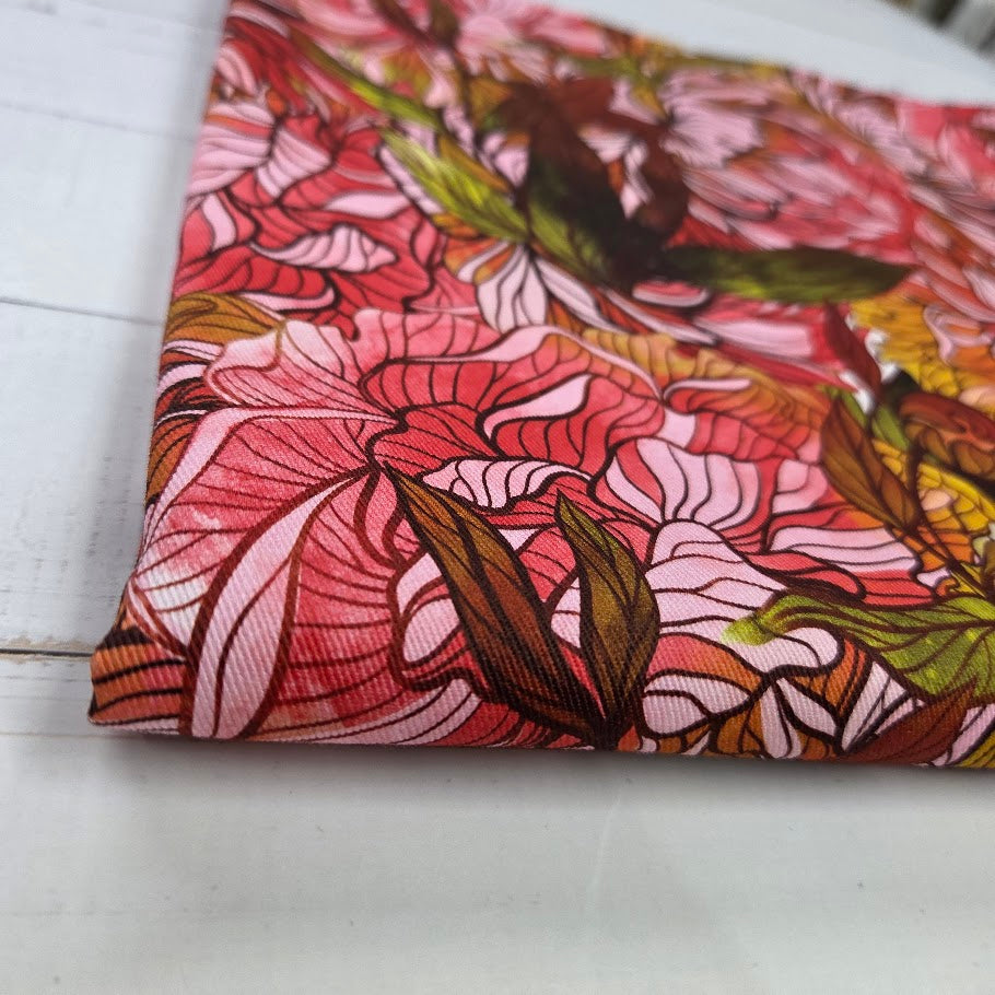 MYO Design - Twill Canvas - Mosaic Flowers - olive-rose