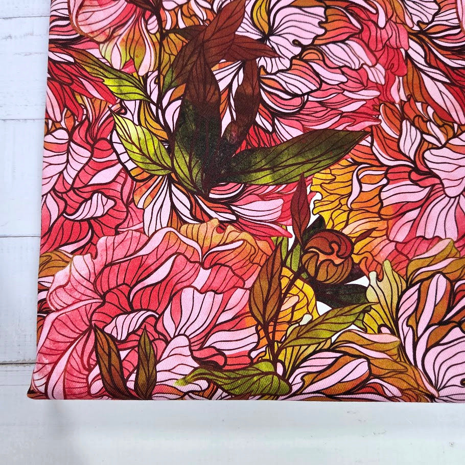 MYO Design - Twill Canvas - Mosaic Flowers - olive-rose
