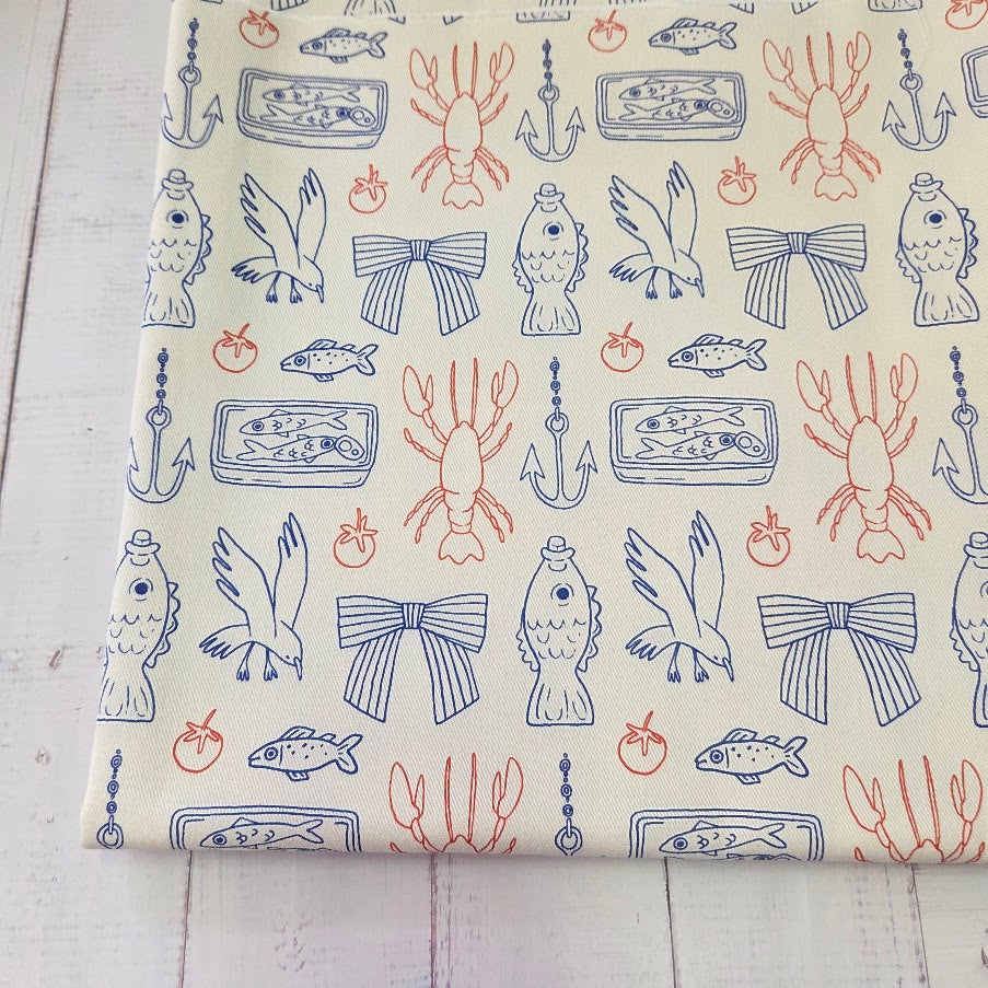 MYO Design - Twill Canvas - Seafood blau-weiss