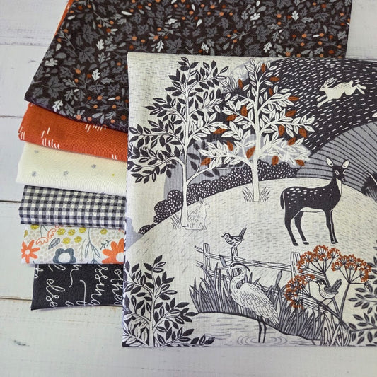 Fatquarter Set - Woodlands - grau-weiss