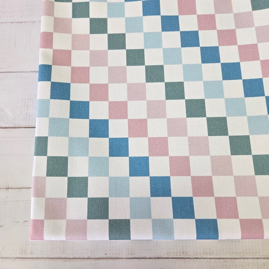 Rainbow Checkerd - Karo Twill Canvas in Pastell Tönen - white