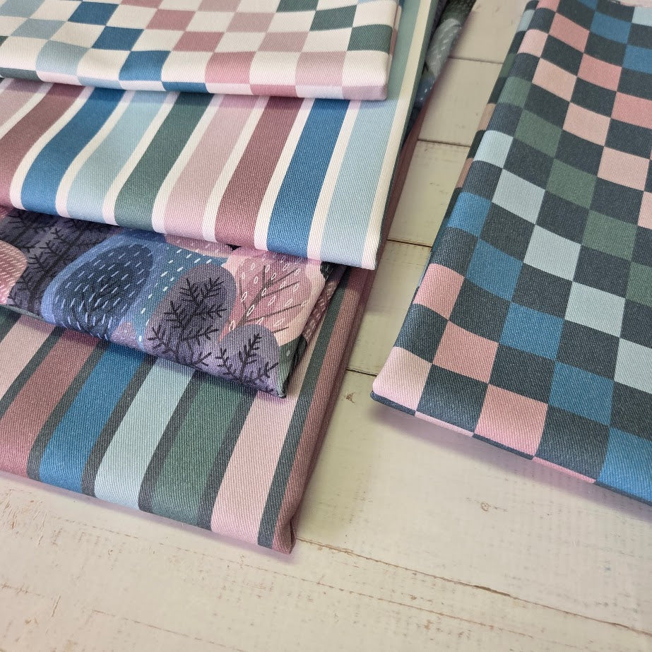 Rainbow Checkerd - Karo Twill Canvas in Pastell Tönen - grau