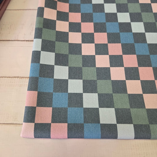 Rainbow Checkerd - Karo Twill Canvas in Pastell Tönen - grau