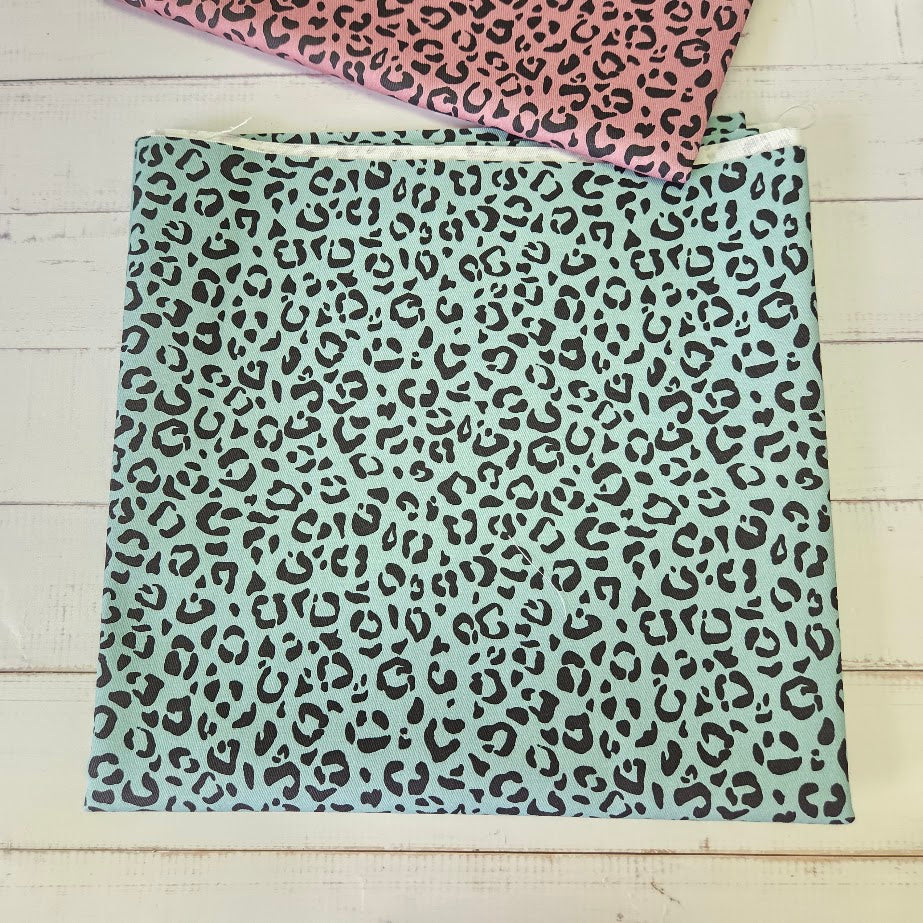 MYO Design - Twill Canvas - Leopard - dustymint