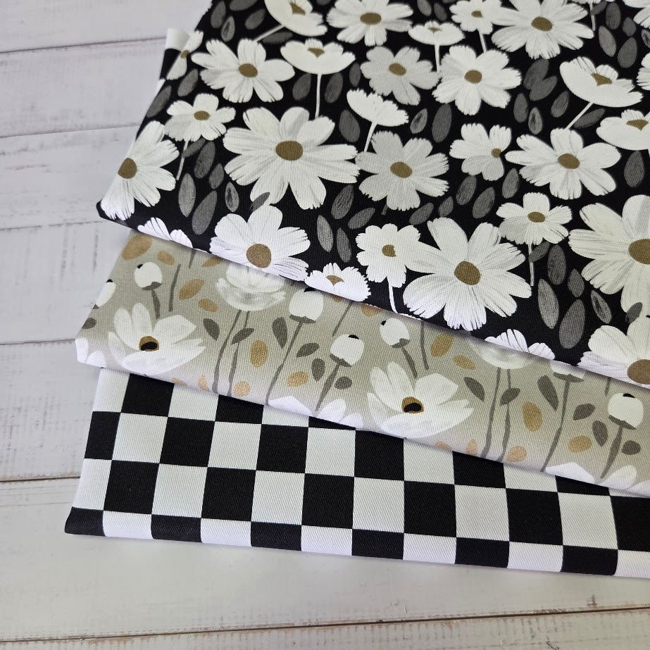 MYO Design - Twill Canvas - Flowers - schwarz-weiss
