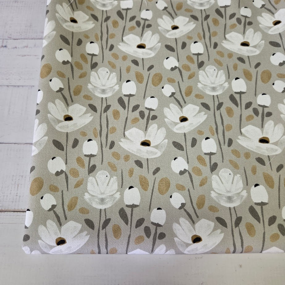 MYO Design - Twill Canvas - Flowers - taupe-grey