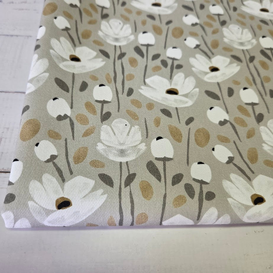 MYO Design - Twill Canvas - Flowers - taupe-grey