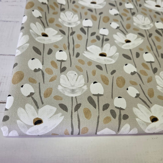 MYO Design - Twill Canvas - Flowers - taupe-grey